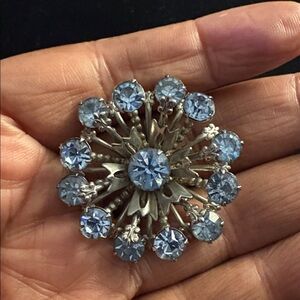 Elegant Vintage Blue and Silver Brooch